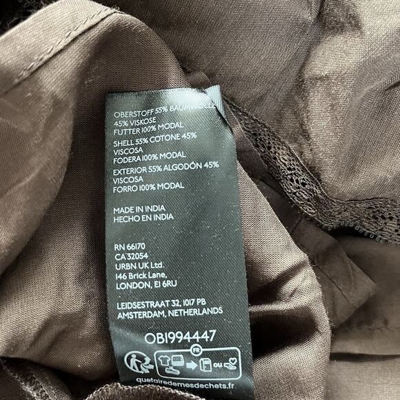 Anthropologie Puff Sleeve Tiered Maxi Dress Size S Brown Smocked Prairie NEW - Picture 8 of 9